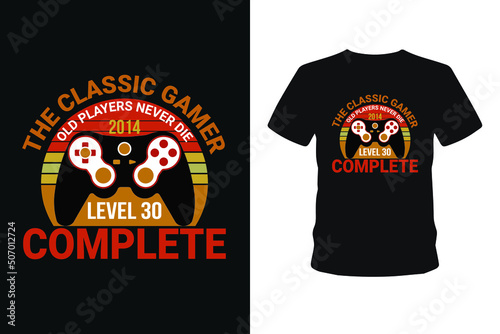 Old players never 1985 level 01 complete  Next level unlocked gaming t-shirt design   Vector graphic  typographic poster  vintage  bundle t-shirt  label  badge  logo  icon or t-shirt