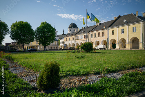 The central square of the small European town of Zhovkva in Ukraine. photo