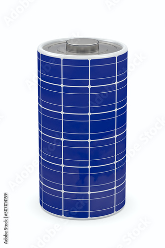 solar panel battery on whit...