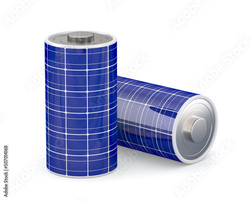 solar panel battery on whit...
