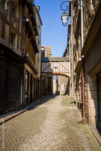 Street in the city of Saint-Malo  Brittany  France