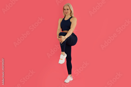 Concept of healthy lifestyle with young attractive sporty woman