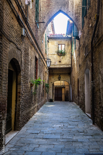 colorful street view of siena city  italy