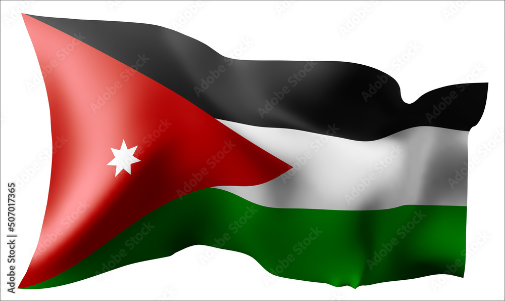 Obraz premium Flag of the Jordan waving in the wind.