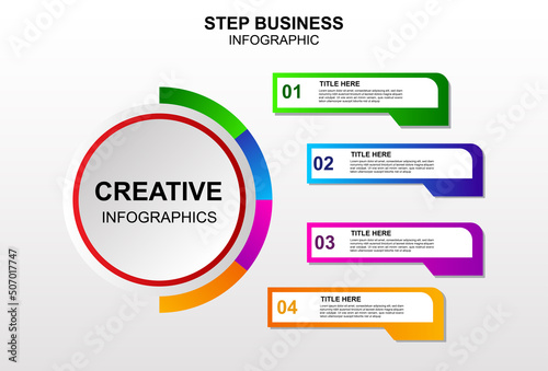 infographic element design with 4 stages for presentation and business. photo