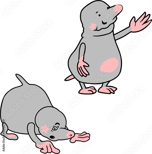 The cartoon mole character is animated with human gestures and details.