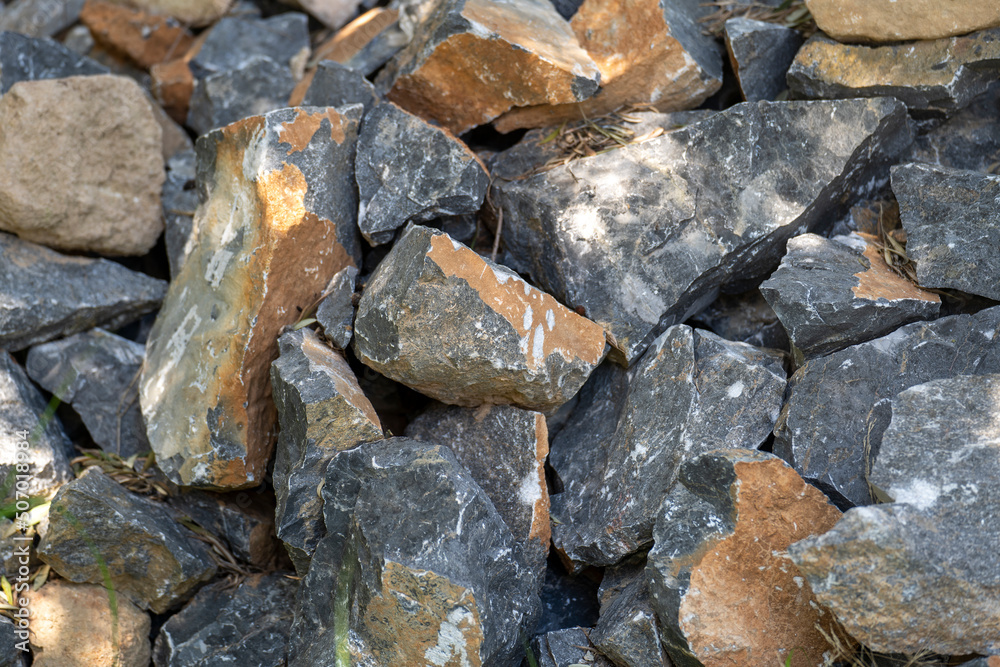 Rough stones in gray and brown color.
