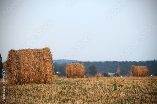 Strohballen auf Getreidefeld