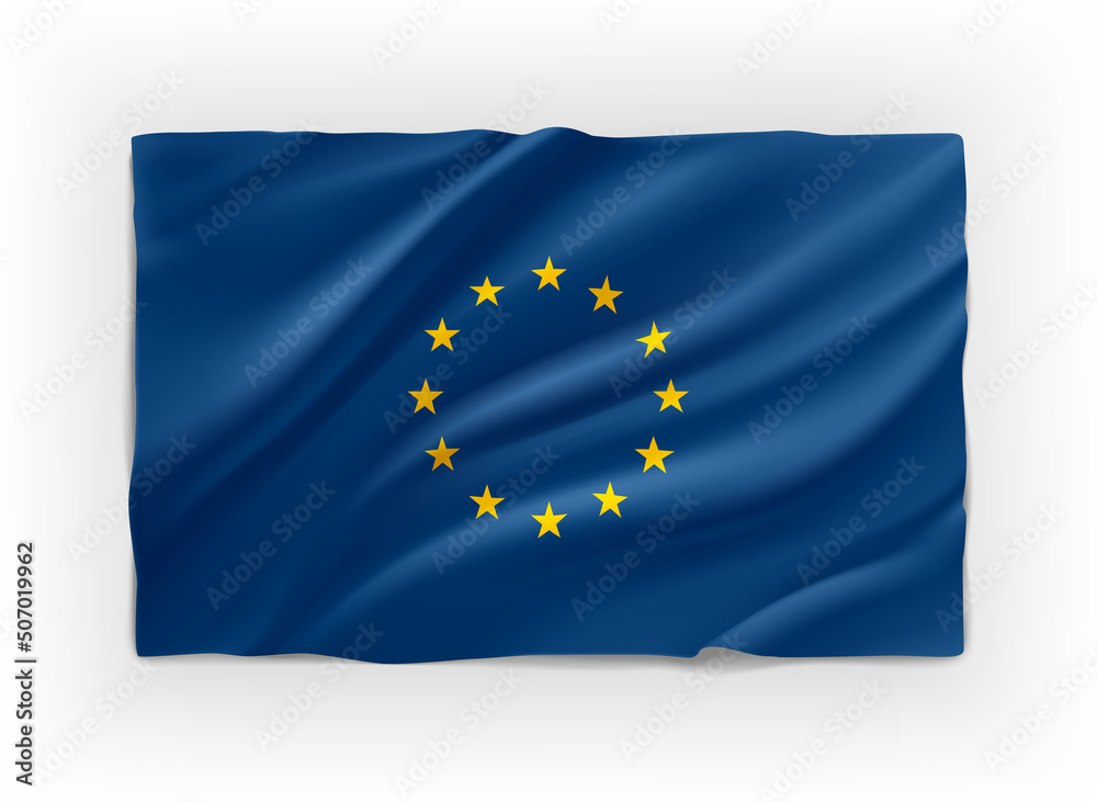 Blue flag of European Union. 3d vector object isolated on white background Blue flag of European Union. 3d vector object isolated on white background