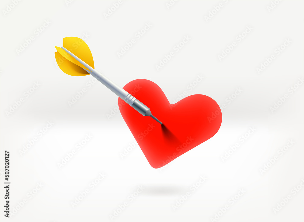 Dart on a heart. 3d vector illustration Dart on a heart. 3d vector illustration
