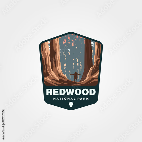 redwood national park logo vector symbol illustration design, united states national parks sticker patch photo