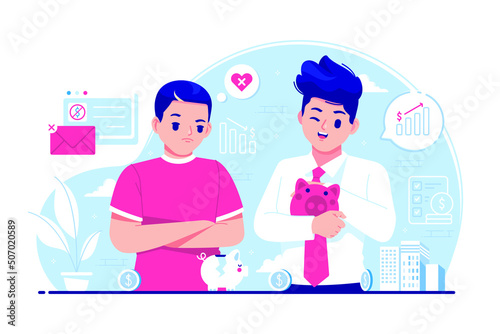 Success Jealousy concept illustration background