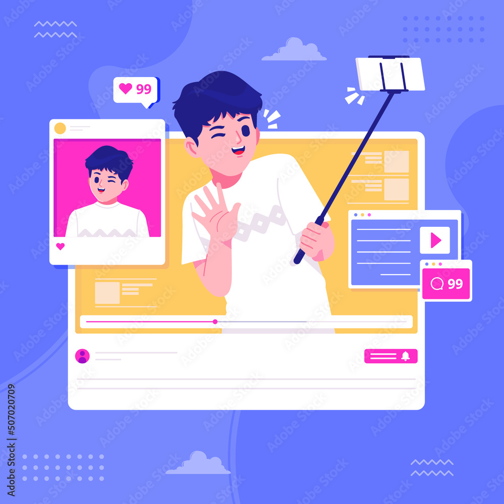 livestreaming vlogger concept illustration background livestreaming vlogger concept illustration background