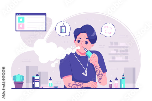 Vape addiction concept illustration background