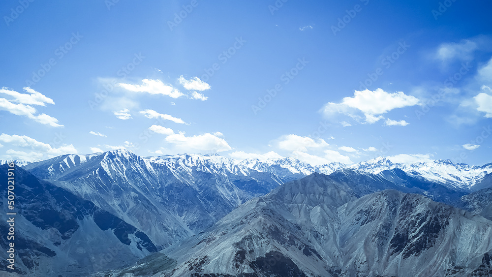  
 Snow covered beautiful Spiti valley in Summer at Himachal Pradesh, India