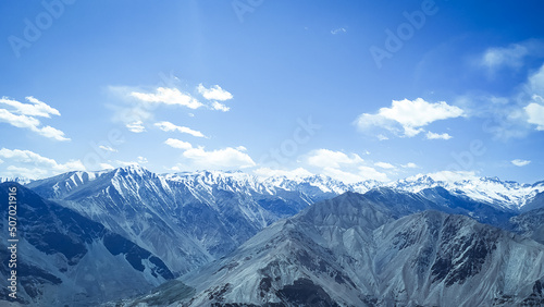  Snow covered beautiful Spiti valley in Summer at Himachal Pradesh, India