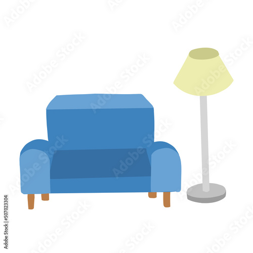 ソファと照明のイラスト
