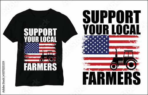 American Farmer T Shirt Design. USA Flag Farmer T-Shirt Vector