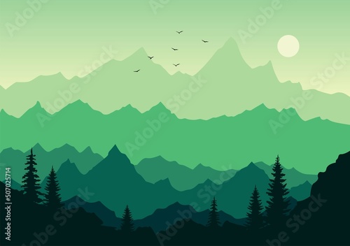 landscape with mountains and trees