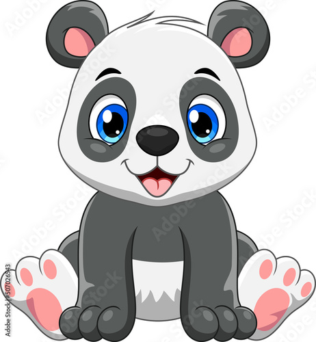 Cartoon cute baby panda sitting