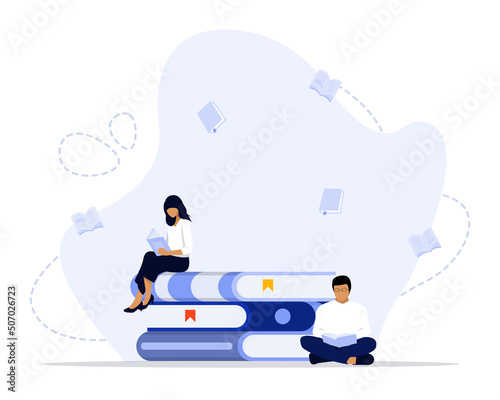 Book lover concept illustration. Learning concept, love of reading. Library.
