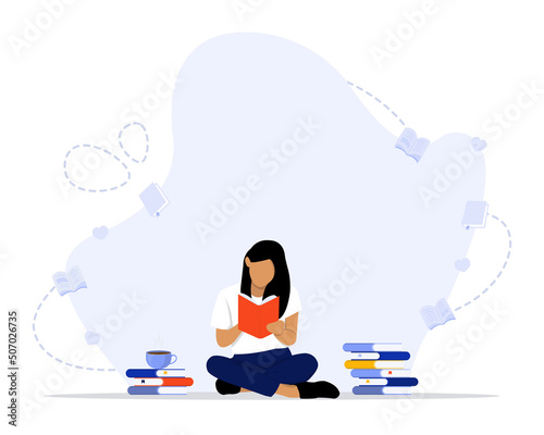 Book lover concept illustration. Learning concept, love of reading. Library.