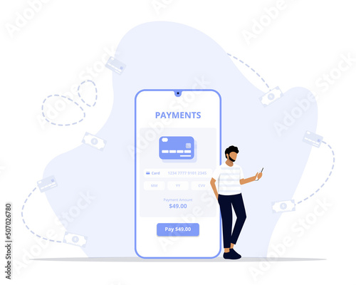 payment details information form ui design. Browser window with online store internet purchase. Add credit card to web.