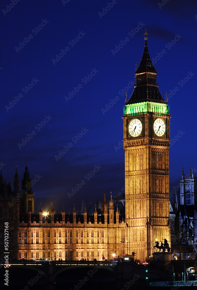 The Parliament, the Big Ben by night