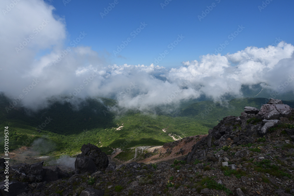 Climbing mountain ridge