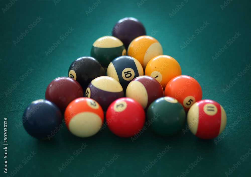 Billiard balls in triangle shape