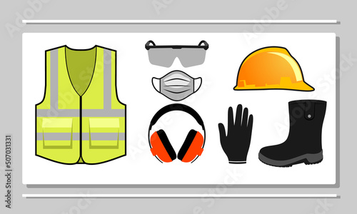 Illustration of a worker's personal protective equipment bundle