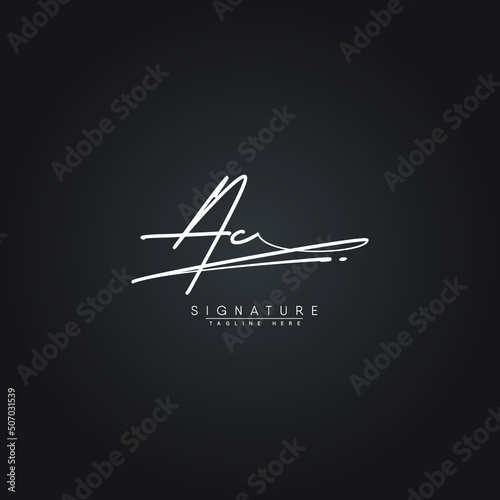 Initial Letter AC Logo - Handwritten Signature Logo