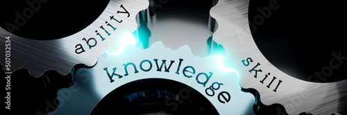 Knowledge, ability, skill - gears concept - 3D illustration photo