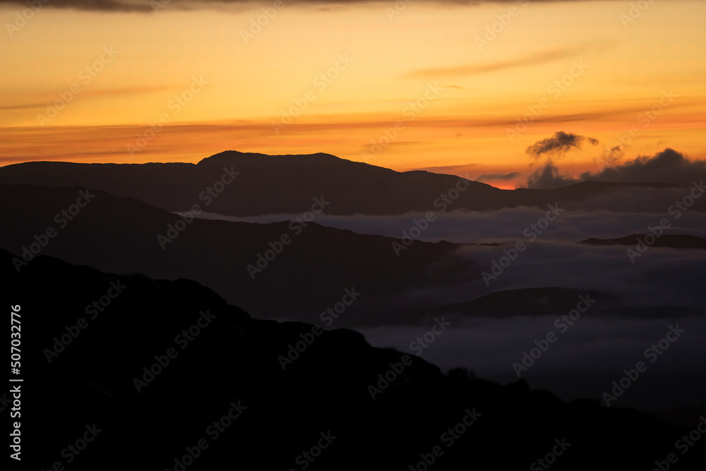 Incredible cloud inversion landscape view of the Rhinogydd in Snowdonia UK Incredible cloud inversion landscape view of the Rhinogydd in Snowdonia UK