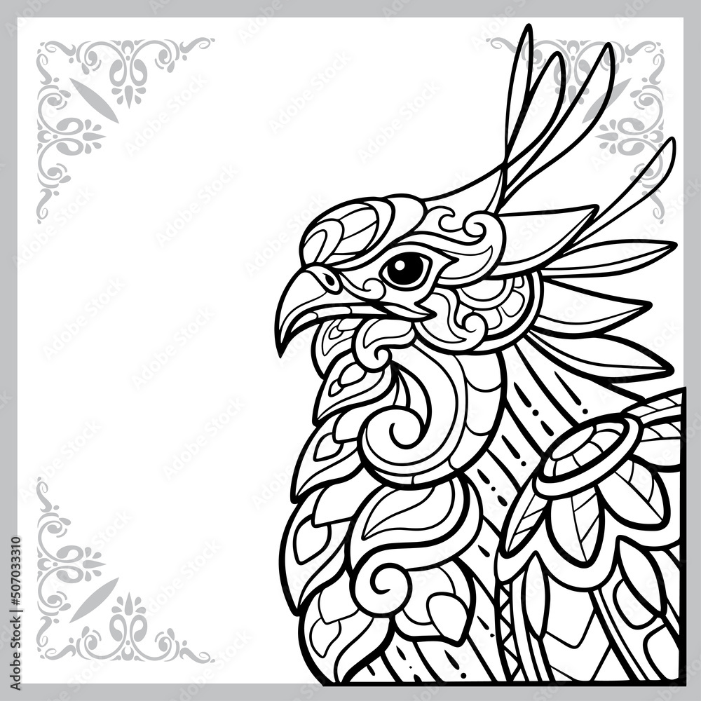 secretary bird zentangle arts. isolated on white background. secretary bird zentangle arts. isolated on white background.