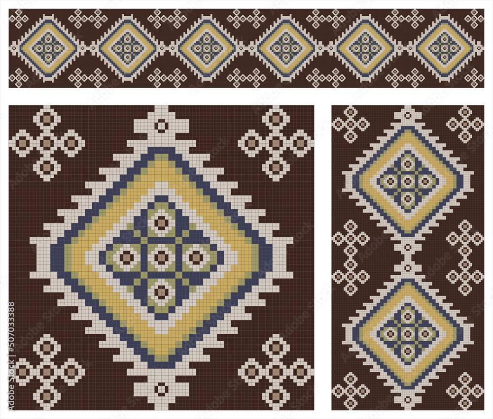 Mosaic samples used on the exteriors of Istanbul buildings. You can use it vertically or horizontally. You can make strips of unlimited length. 