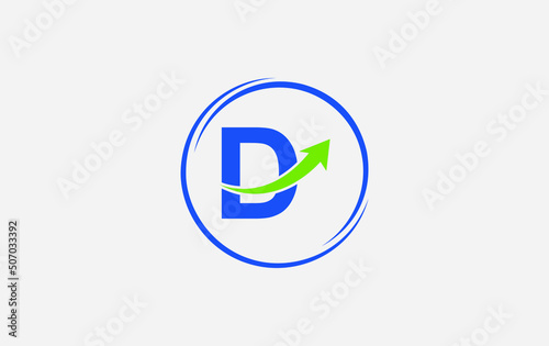 Growth arrow icon vector and financial circle logo design with the letters and alphabets D