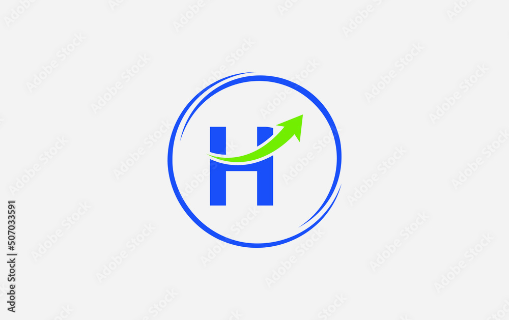Growth arrow icon vector and financial circle logo design with the letters and alphabets H Growth arrow icon vector and financial circle logo design with the letters and alphabets H