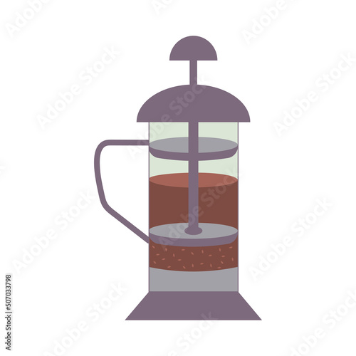 French press teapot. Kettle with piston.