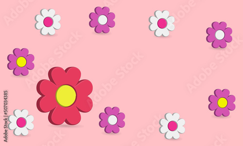 3D flower icon background pattern with purple, pink and white colors. Nature theme best for your decoration property images