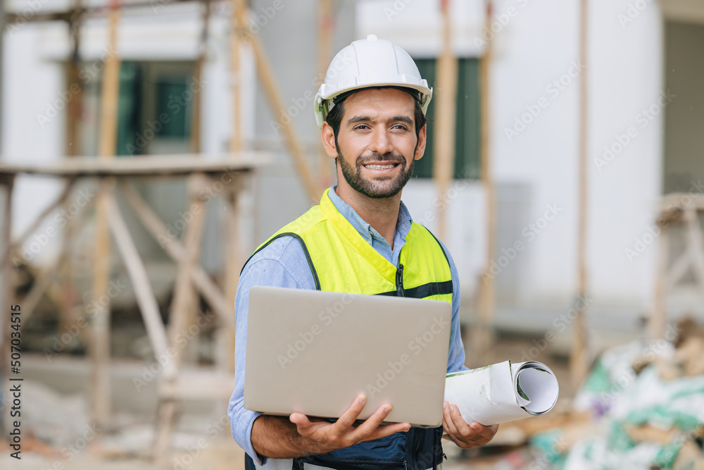 Engineer builder. Happy Foreman work in construction site. senior worker project designer leader concept. Engineer builder. Happy Foreman work in construction site. senior worker project designer leader concept.