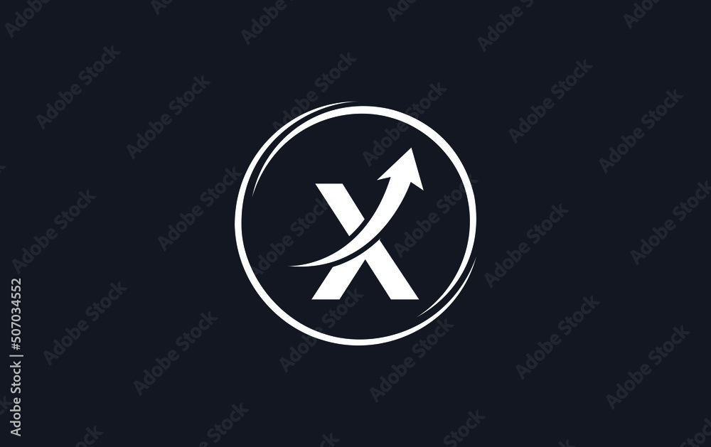 Growth arrow icon vector and financial circle logo design with the letters and alphabets X Growth arrow icon vector and financial circle logo design with the letters and alphabets X