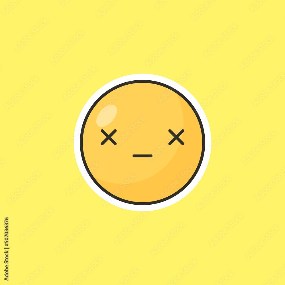 Yellow emoticon in cartoon style. Cute emoticon stickers. Yellow emoticon in cartoon style. Cute emoticon stickers.