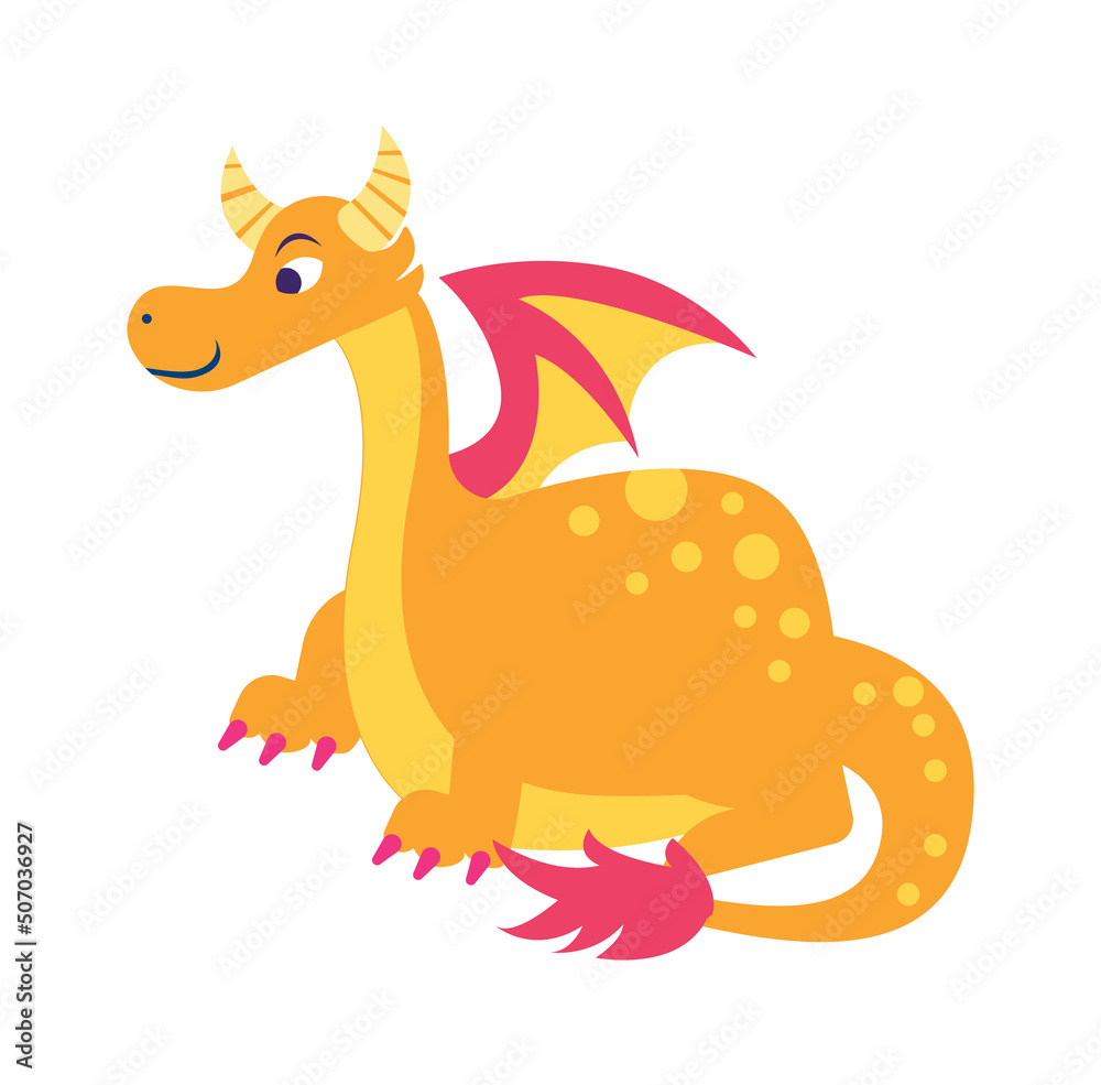 Cute dragon. Fairytale amphibian. Vector illustration Cute dragon. Fairytale amphibian. Vector illustration