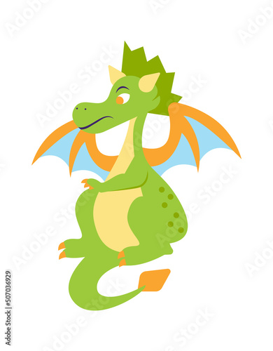 Cute dragon. Fairytale amphibian. Vector illustration