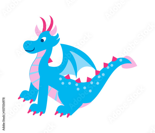 Cute dragon. Fairytale amphibian. Vector illustration