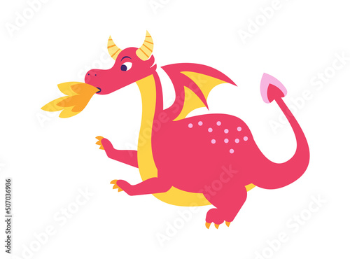 Cute dragon. Fairytale amphibian. Vector illustration