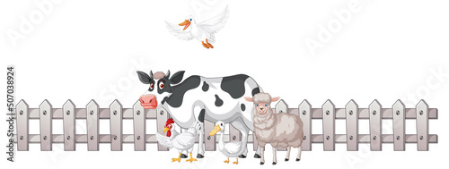 Many animals by the fence
