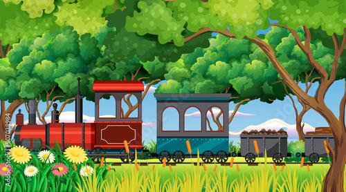 Train with natural scene