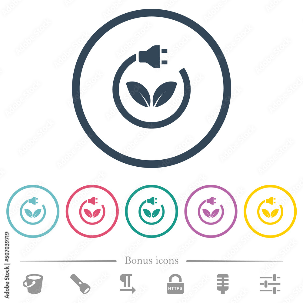 Green energy flat color icons in round outlines Green energy flat color icons in round outlines